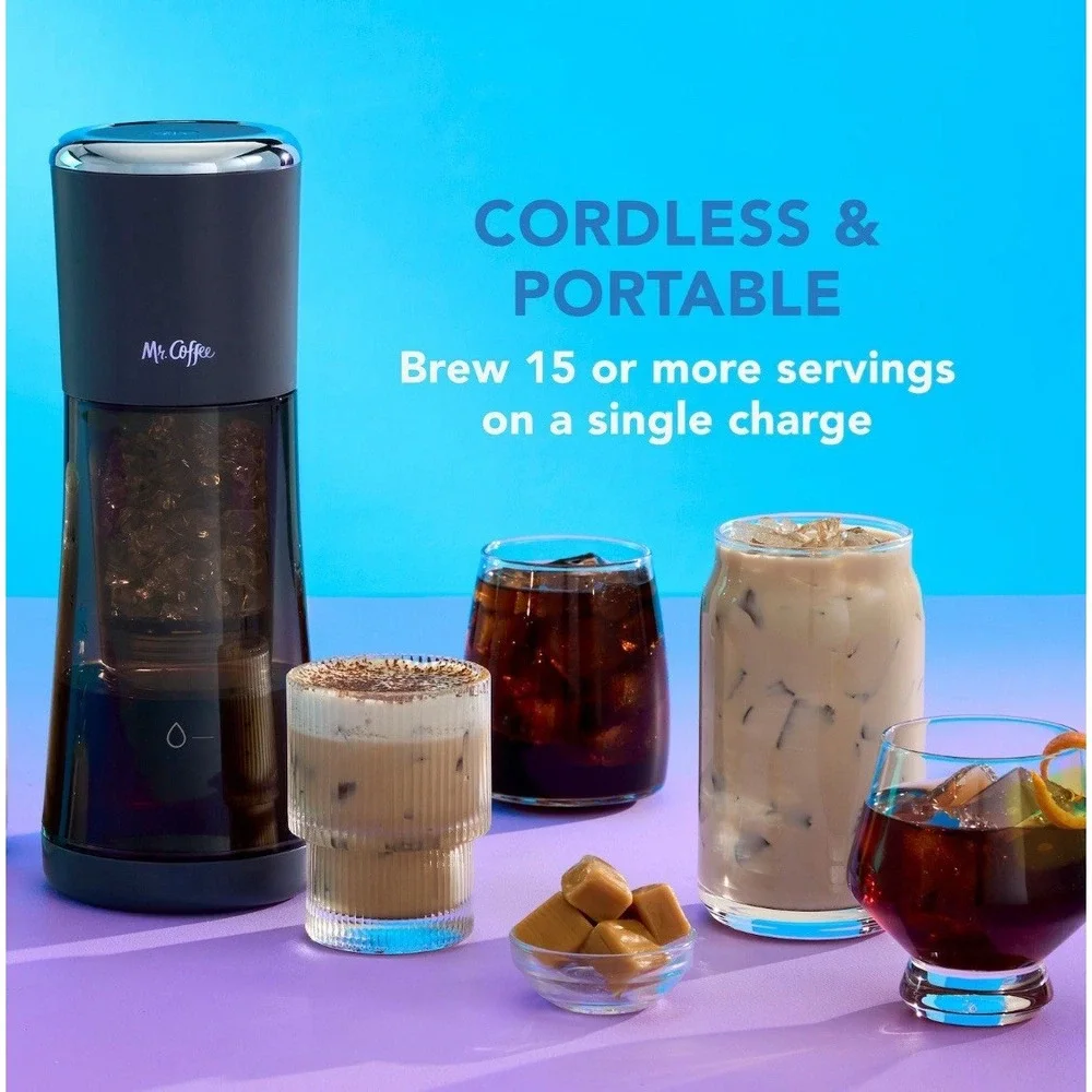 Mr. Coffee Express Cold Brew Maker‎ Gray 13oz Cordless Portable Fast 10 Min NEW